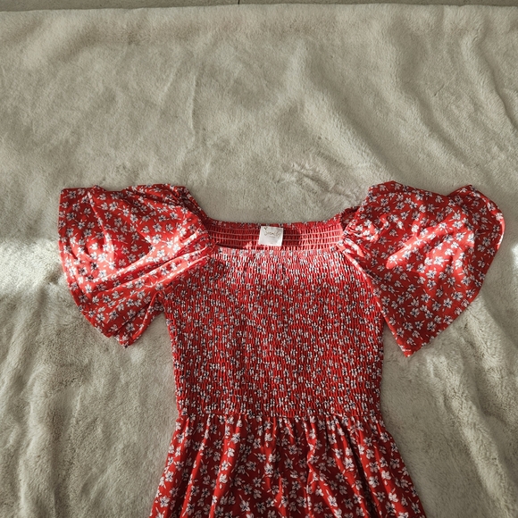 Siren Lily Red and White Floral 90s Aughts Girlcore Boho Brunch Maxi PS - Picture 2 of 6